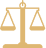 Golden scales of justice on black background.